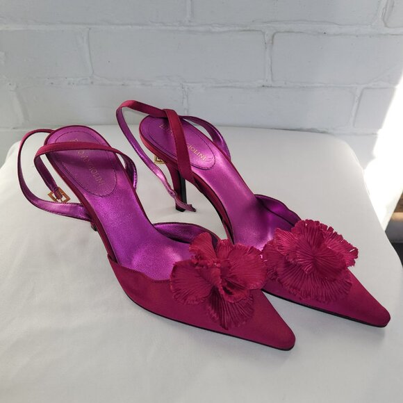 Enzo Angiolini Fuschia Satin Heels with Rosette Detail Size 7.5 M - Picture 1 of 11